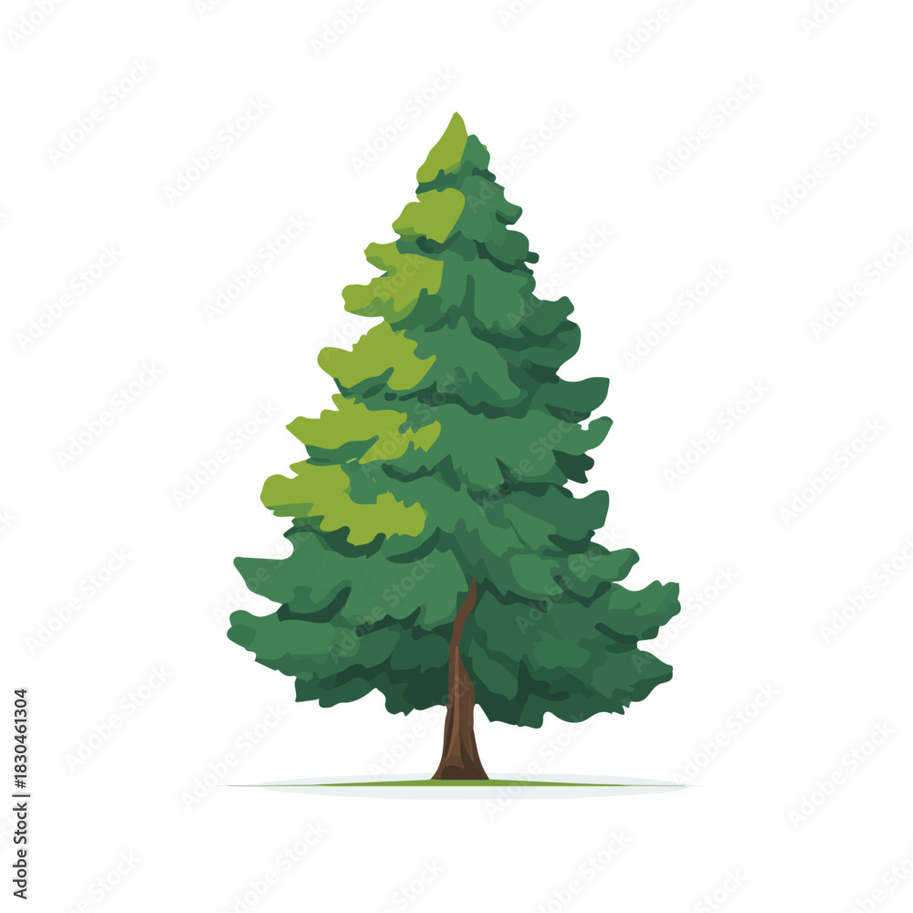 Obraz premium Clean 2D flat vector depiction of a Yew Tree, designed in minimalist modern style with white background.