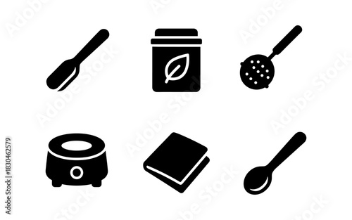 Kitchen utensils and cooking icons in minimalist style