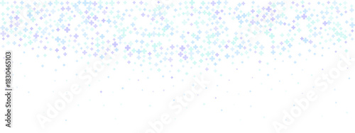  Medical cross pattern with blue, purple, and green plus signs on white background. Modern healthcare symbol texture for hospital and pharmacy design templates.