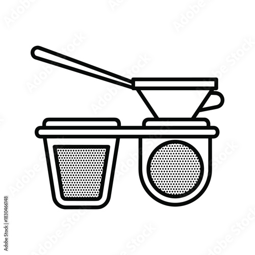 Pour Over Coffee Brewing Setup Line Art Icon