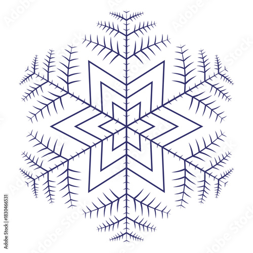 Abstract snowflake on a transparent background, vector illustration.
