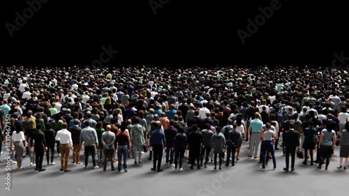 Wallpaper Mural Large crowd of diverse people standing together looking in one direction, representing community. Torontodigital.ca