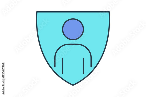 Protection icon flat line style suitable for websites, mobile apps, dashboards, and printable designs. Simple, modern, and fully editable vector format