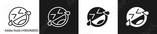 Emoji Line N Glyph Style In White And Black Background
