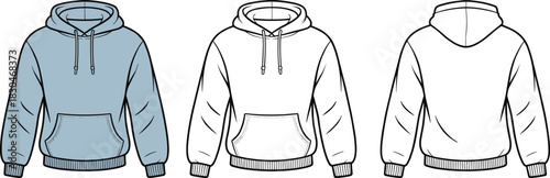 Hoodie fashion sketch, sweatshirt design, technical drawing, clothing vector, apparel illustration, casual wear, garment template, sportswear graphic, streetwear style, fashion design