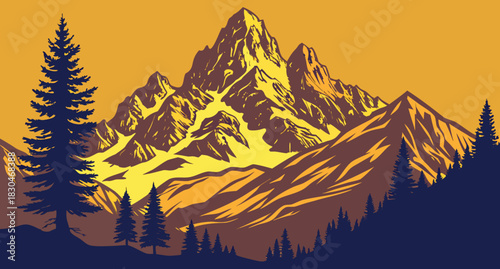 Vector illustration a mesmerizing blend of golden hues and deep shadows creates an abstract landscape of light and dark interplay