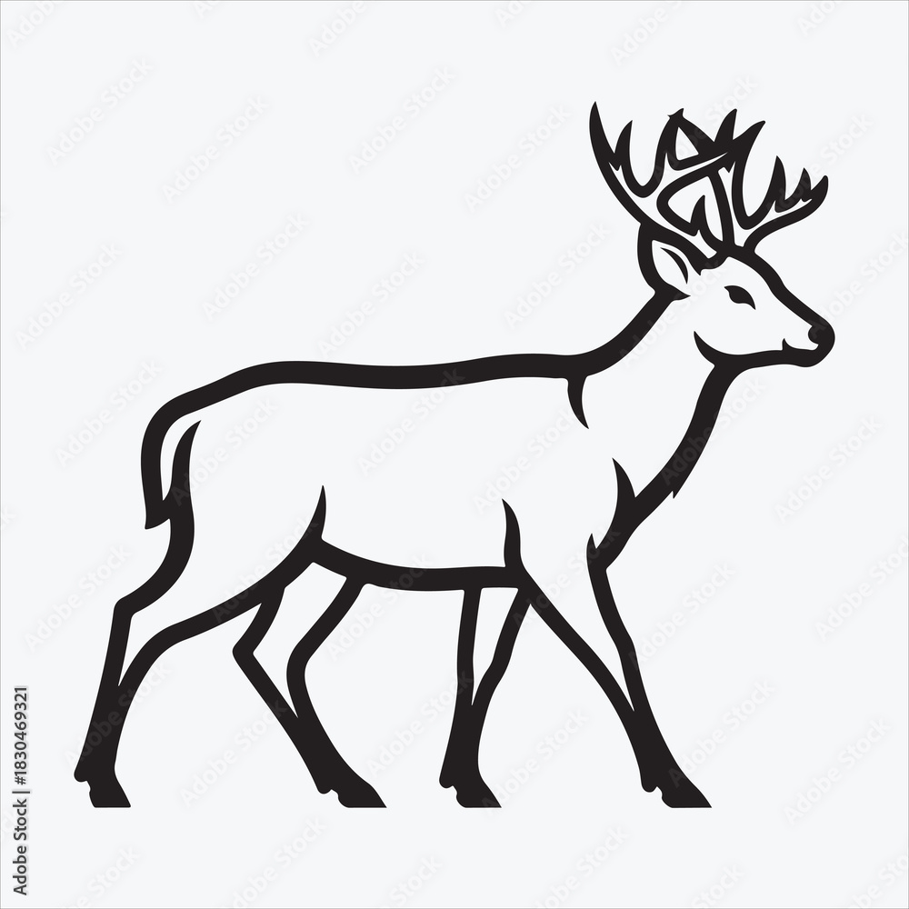 Obraz premium A Beautiful Deer Line art vector Design