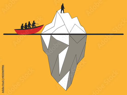 Vector illustration a visual representation of an iceberg, showcasing the hidden depths beneath the surface, symbolizing hidden potential and challenges