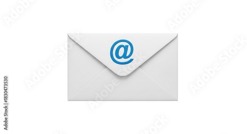 Modern white envelope with vibrant blue email symbol offers direct communication, connection, and marketing solutions for businesses seeking professional outreach campaigns