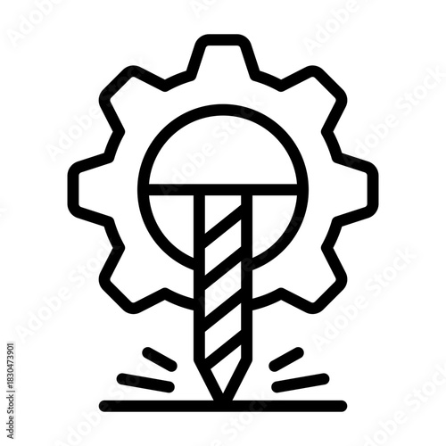 Machining Icon - Black Outline