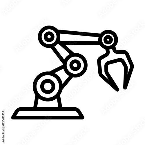 Robotic Arm Icon - Black Outline