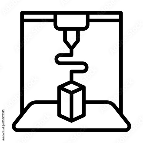3D Printer Icon - Black Outline