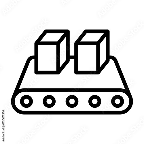 Conveyor Belt Icon - Black Outline