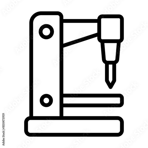 Milling Machine Icon - Black Outline