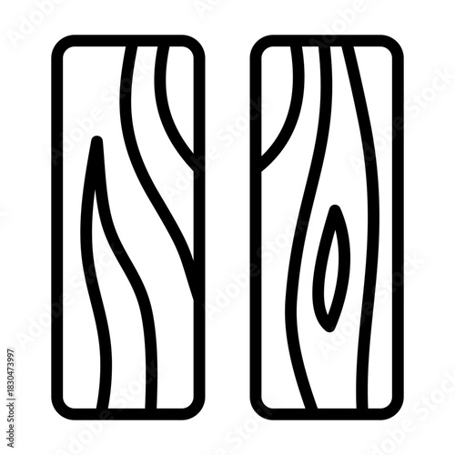 Wood Plank Icon - Black Outline