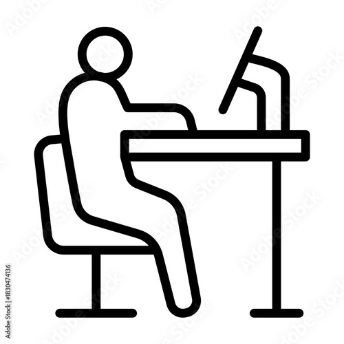 Workstation Icon - Black Outline