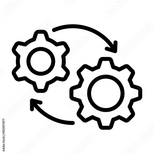Process Flow Icon - Black Outline