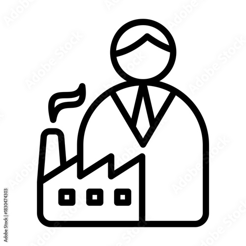 Production Manager Icon - Black Outline