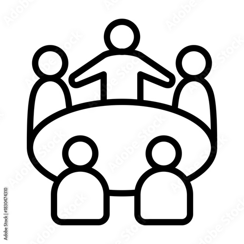 Team Meeting Icon - Black Outline