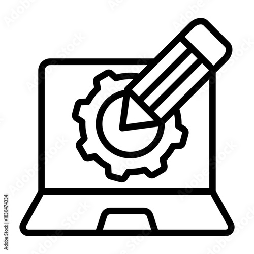 Cad Drawing Icon - Black Outline