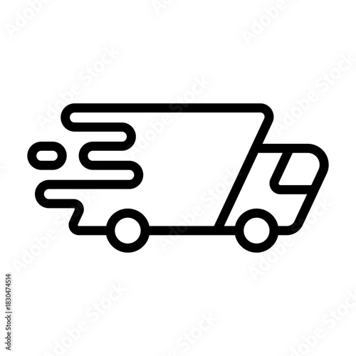 Delivery Truck Icon - Black Outline