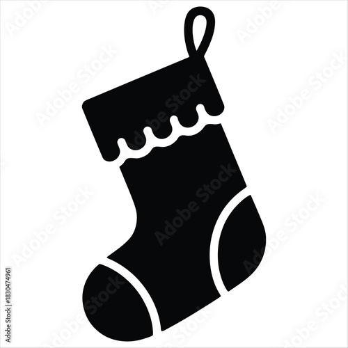 Black silhouette of a Christmas stocking Keywords: christmas stocking, christmas, holiday