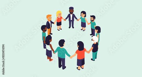 Diverse people from different backgrounds forming a strong circle of unity and support
