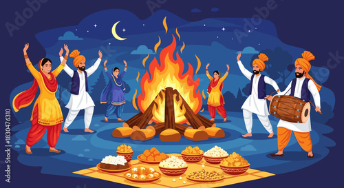 Joyful Lohri Celebration with Traditional Punjabi Dance Bonfire and Delicious Sweets