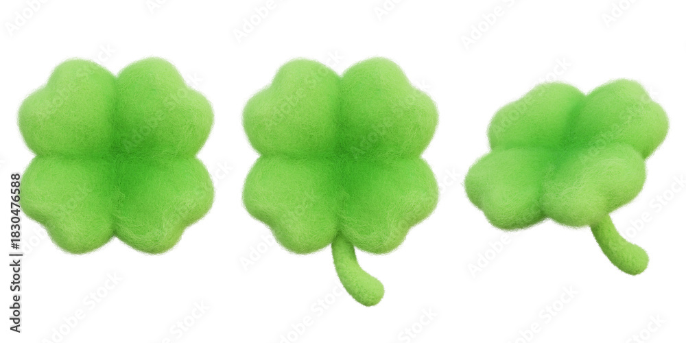 Fototapeta premium felt texture Four Leaf Clover 3D graphic 