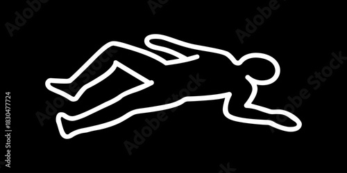 Crime Scene Illustration Outline Chalk Silhouette Evidence Death Mystery Dangerous Forensic Investigation Danger Body