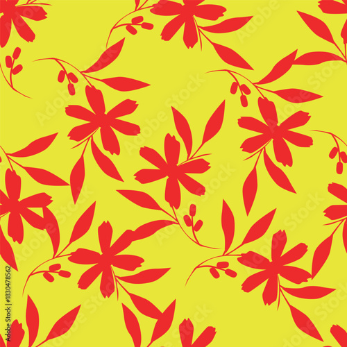 Abstract seamless floral pattern. Spring Trendy flowers print, Plant background, design for fabric, cloth design, covers, wallpapers, print, scrapbooking