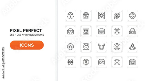 Vector illustration of collection of thin line icons representing various concepts and ideas each icon is designed with precision and attention to detail