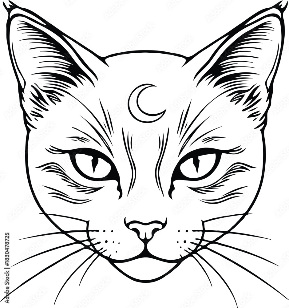 Obraz premium Magic & Celestial Line Art Bundle – Mystical Sun Moon Hand Crystal T-Shirt Designs
