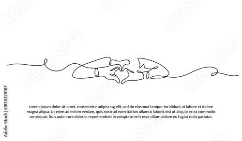 One line of love towards yourself. Abstract minimal continuous line isolated on white background.