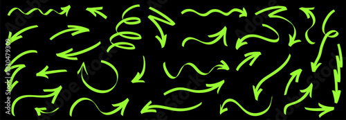 Sketchy marker arrows with bright highlight touches and expressive line flow. Each arrow feels hand-made, adding marker texture, clean highlight and extra line clarity.