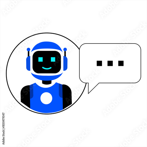 Chatbot Innovation AI Powered Assistant Robot with Seamless Communication Blue Design Future Technology and Efficient
