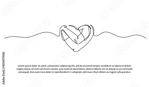 One line care about yourself. Abstract minimal continuous line isolated on white background.