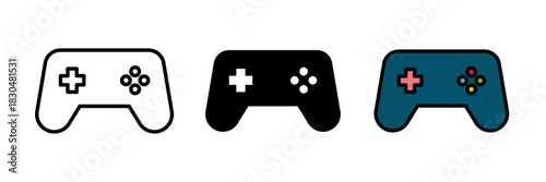 Gamepad icon typically depicted as a handheld controller with buttons and joysticks, symbolizing video gaming and interactive entertainment.