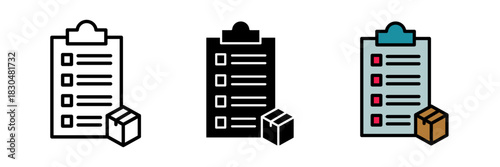 Inventory icon typically depicted as a clipboard, checklist, or stacked boxes, symbolizing stock management, storage, or goods tracking.