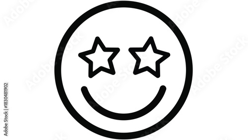 Vector illustration of starry eyed smiley face is a simple and charming design, perfect for adding a touch of whimsy to any project or design