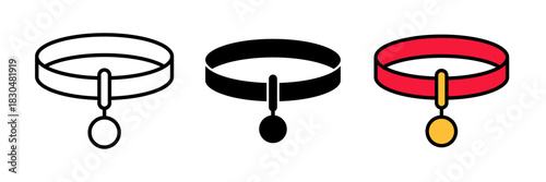 Pet collar icon pet collar, usually depicted as a band with a buckle or tag, symbolizing pet ownership, care, or identification.