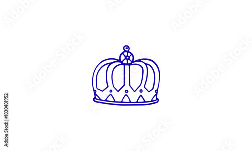 Minimalist blue line art drawing of a classic imperial crown, conveying concepts of sovereignty, leadership, and regal heritage, suitable for various graphic design projects and branding