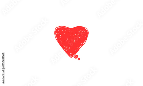 Hand-drawn vibrant red heart shape with an expressive, scribble-like texture, conveying sincere feelings of affection, passion, and love in a charming graphic element