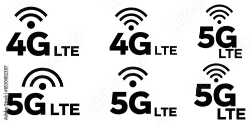 4G and 5G LTE Network Technology Icons Wireless Internet Connectivity Mobile Broadband Communication Future Digital Era