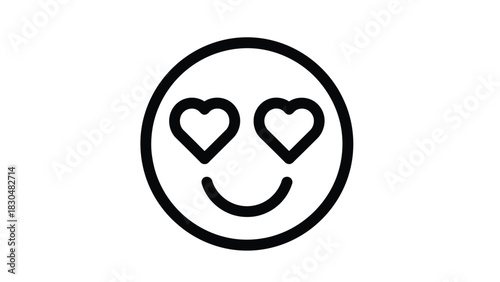 Vector illustration of smiling face with heart eyes a simple, minimalist design featuring a round face with heartshaped eyes and a curved smile