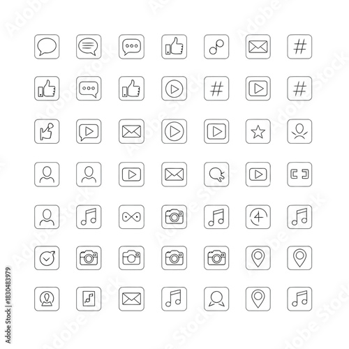 Vector illustration of social media icons set hand drawn doodle vector illustration of social media symbols social network icon collection