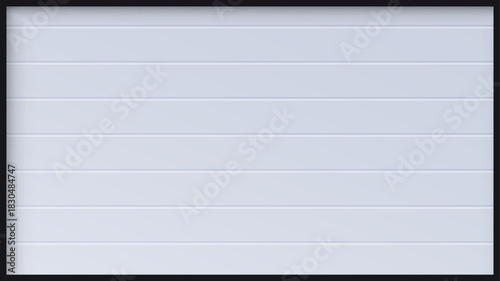 Garage door pattern. Metal garage gate background from horizontal panels with soft light gradients and shadows. Home, store, parking, warehouse entrance. Seamless realistic vector illustration.