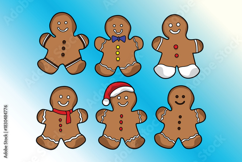christmas cookies set vector illustration set