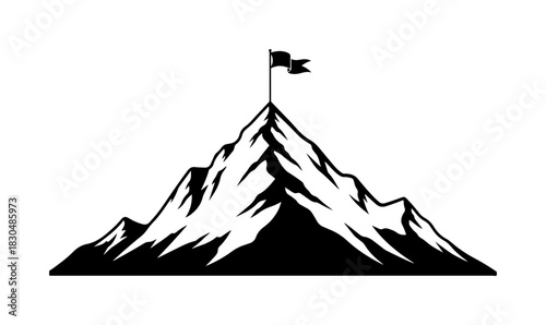 Mountain Peak with Flag of Achievement