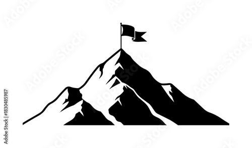 Flag on Mountain Peak